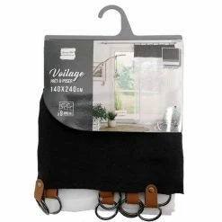Paris Prix Rideau Voilage à Anneaux Leana 140x240cm Noir -Auchan Boutique B2CD 3166