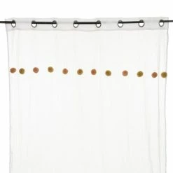 ATMOSPHERA Voilage Crème Avec Pompons - Rose Et Ocre