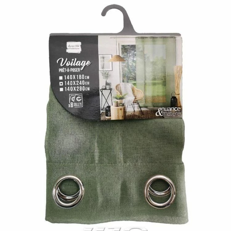 Paris Prix Rideau Voilage à Œillets Sandra 140x240cm Kaki 7 Paris Prix Rideau Voilage à Œillets Sandra 140x240cm Kaki – Image 5