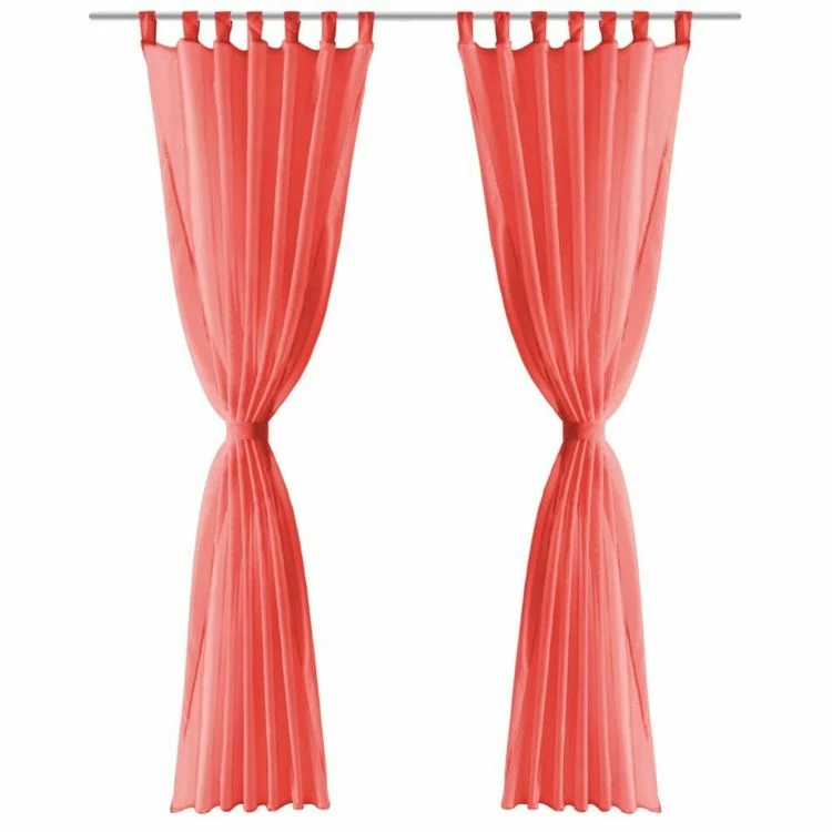 VIDAXL Rideau Occultant 2 Pcs Voile 140 X 245 Cm Rouge 5 VIDAXL Rideau Occultant 2 Pcs Voile 140 X 245 Cm Rouge – Image 3