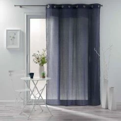 Paris Prix Rideau Voilage à Œillets Mitsy 140x240cm Bleu Marine -Auchan Boutique B2CD 3233