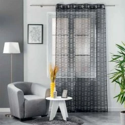 Paris Prix Rideau Voilage à Œillets Letiko 140x240cm Noir -Auchan Boutique B2CD 3236