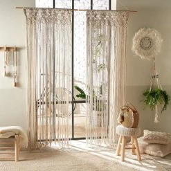 ATMOSPHERA Rideau à Fil Design Macramé Rituality - L. 90 X H. 200 Cm - Beige -Auchan Boutique B2CD 324
