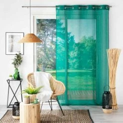 Paris Prix Rideau Voilage à Œillets Sandra 140x180cm Émeraude -Auchan Boutique B2CD 3246