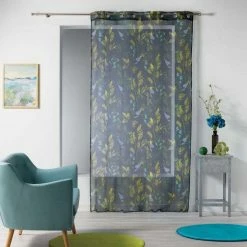 Paris Prix Rideau Voilage à Œillets Ficusia 140x240cm Noir