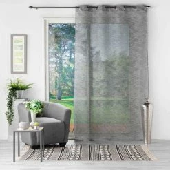 Paris Prix Rideau Voilage à Œillets Zebra 140x240cm Anthracite -Auchan Boutique B2CD 3262