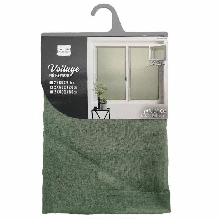 Paris Prix Paire De Voilages Sandra 60x120cm Kaki 6 Paris Prix Paire De Voilages Sandra 60x120cm Kaki – Image 4