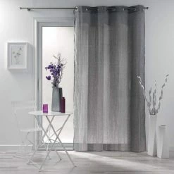 Paris Prix Rideau Voilage à Œillets Mitsy 140x240cm Gris -Auchan Boutique B2CD 3278