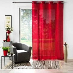 Paris Prix Rideau Voilage à Œillets Castille 140x240cm Rouge -Auchan Boutique B2CD 3303