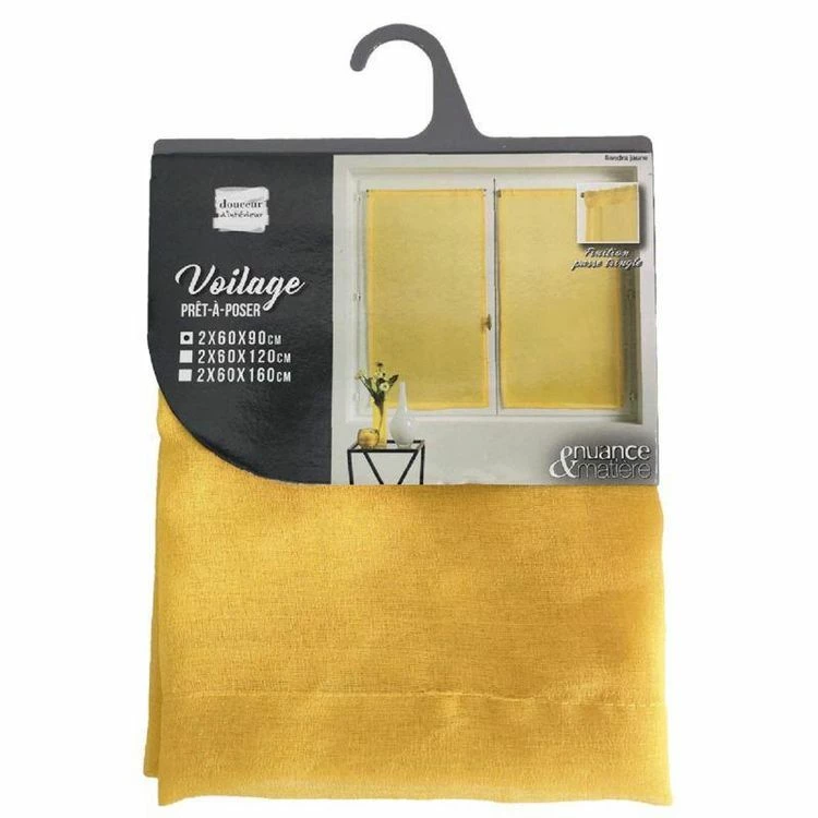 Paris Prix Paire De Voilages Sandra 60x90cm Jaune 6 Paris Prix Paire De Voilages Sandra 60x90cm Jaune – Image 4