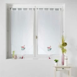 Paris Prix Paire De Voilages Flamingo Pink 60x90cm Blanc