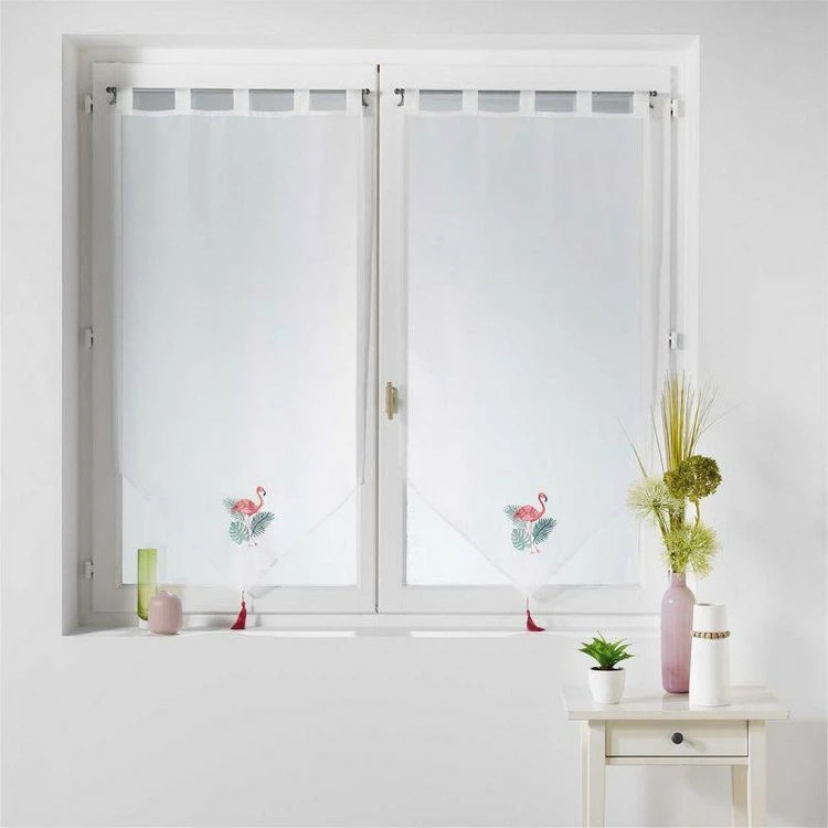 Paris Prix Paire De Voilages Flamingo Pink 60x90cm Blanc 3 Paris Prix Paire De Voilages Flamingo Pink 60x90cm Blanc