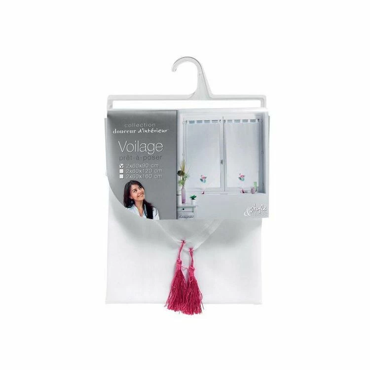 Paris Prix Paire De Voilages Flamingo Pink 60x90cm Blanc 4 Paris Prix Paire De Voilages Flamingo Pink 60x90cm Blanc – Image 2