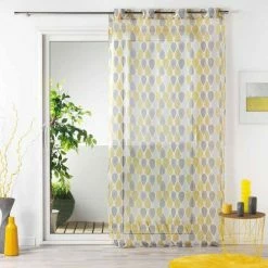 Paris Prix Rideau Voilage Palpito 140x240cm Jaune & Blanc -Auchan Boutique B2CD 3340