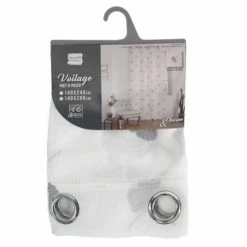 Paris Prix Rideau Voilage à Œillets Ariella 140x280cm Blanc & Gris -Auchan Boutique B2CD 3357