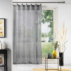 Paris Prix Rideau Voilage à Anneaux Linka 140x280cm Anthracite -Auchan Boutique B2CD 3362