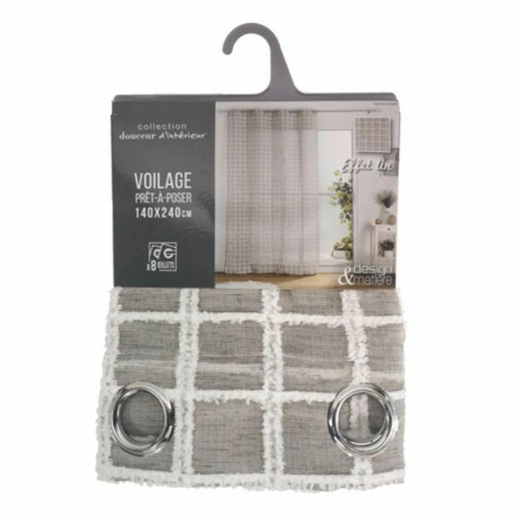 Paris Prix Rideau Voilage à Œillets Karrona 140x240cm Taupe 6 Paris Prix Rideau Voilage à Œillets Karrona 140x240cm Taupe – Image 4
