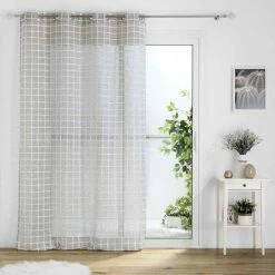Paris Prix Rideau Voilage à Œillets Karrona 140x240cm Taupe 11 Paris Prix Rideau Voilage à Œillets Karrona 140x240cm Taupe -Auchan Boutique B2CD 3397