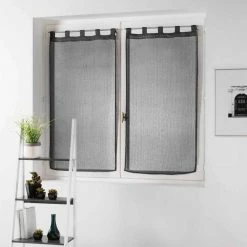 Paris Prix Paire De Voilages Pointille 60x90cm Anthracite