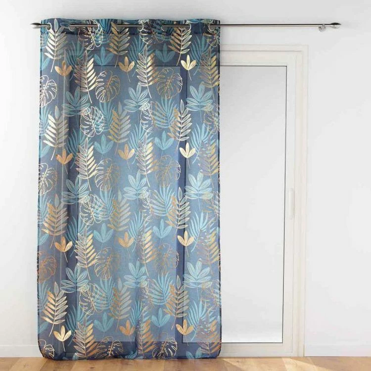 Paris Prix Rideau Voilage à Œillets Ornella 140x240cm Bleu 3 Paris Prix Rideau Voilage à Œillets Ornella 140x240cm Bleu