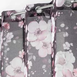 Paris Prix Rideau Voilage à Œillets Velvet Flower 140x240cm Noir -Auchan Boutique B2CD 3469