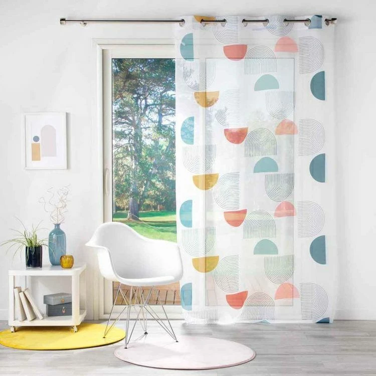 Paris Prix Rideau Voilage à Œillets Pop Art 140x240cm Bleu 5 Paris Prix Rideau Voilage à Œillets Pop Art 140x240cm Bleu – Image 3