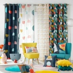 Paris Prix Rideau Voilage à Œillets Pop Art 140x240cm Bleu 10 Paris Prix Rideau Voilage à Œillets Pop Art 140x240cm Bleu -Auchan Boutique B2CD 3498