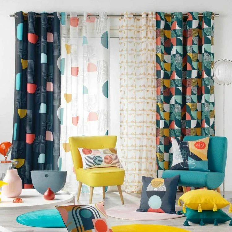 Paris Prix Rideau Voilage à Œillets Pop Art 140x240cm Bleu 6 Paris Prix Rideau Voilage à Œillets Pop Art 140x240cm Bleu – Image 4