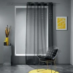 Paris Prix Rideau Voilage à Œillets Krom 140x240cm Anthracite -Auchan Boutique B2CD 3520