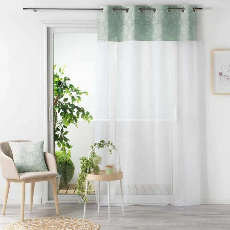 Paris Prix Rideau Voilage à Œillets Sibel 140x240cm Menthe 7 Paris Prix Rideau Voilage à Œillets Sibel 140x240cm Menthe – Image 5