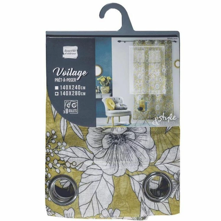 Paris Prix Rideau Voilage à Œillets Milady 140x280cm Jaune 6 Paris Prix Rideau Voilage à Œillets Milady 140x280cm Jaune – Image 4