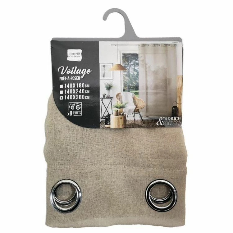 Paris Prix Rideau Voilage à Œillets Sandra 140x280cm Lin 7 Paris Prix Rideau Voilage à Œillets Sandra 140x280cm Lin – Image 5