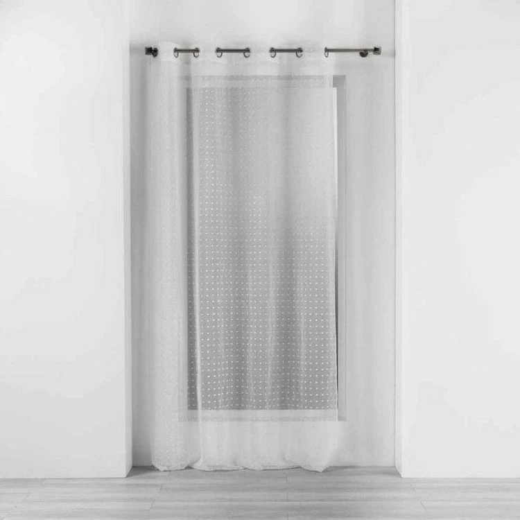 Paris Prix Rideau Voilage à Œillets Pomponella 140x240cm Blanc 3 Paris Prix Rideau Voilage à Œillets Pomponella 140x240cm Blanc