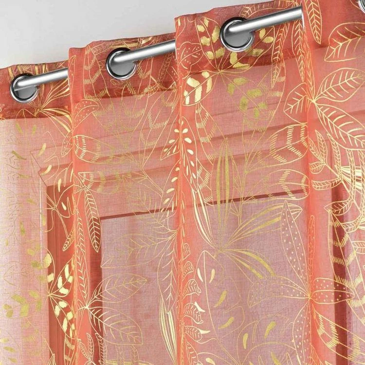 Paris Prix Rideau Voilage à Œillets Belflor 140x280cm Terracotta 4 Paris Prix Rideau Voilage à Œillets Belflor 140x280cm Terracotta – Image 2