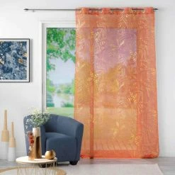Paris Prix Rideau Voilage à Œillets Belflor 140x280cm Terracotta 9 Paris Prix Rideau Voilage à Œillets Belflor 140x280cm Terracotta -Auchan Boutique B2CD 3569