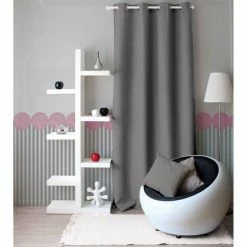 TOILINUX Lot De 2 Rideaux Unis Avec œillets - 140 X 240 Cm - Gris Clair -Auchan Boutique B2CD 360