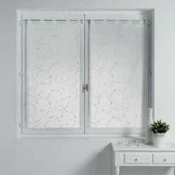 Paris Prix Paire De Voilages Petite Fleur 60x90cm Blanc