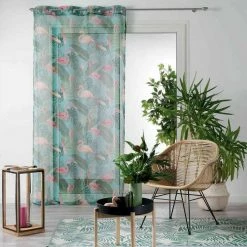 Paris Prix Rideau Voilage à Œillets Zootica 140x240cm Turquoise