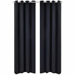 VIDAXL Rideau Occultant 2 Pcs Avec œillets Metalliques 135x175 Cm Noir