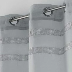 Paris Prix Rideau Voilage à Œillets Satinela 140x240cm Gris -Auchan Boutique B2CD 3642