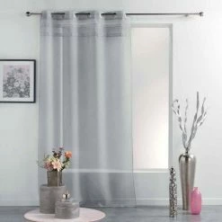 Paris Prix Rideau Voilage à Œillets Satinela 140x240cm Gris -Auchan Boutique B2CD 3645