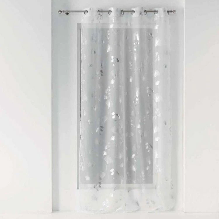 Paris Prix Rideau Voilage à Œillets Bloomy 140x240cm Blanc 3 Paris Prix Rideau Voilage à Œillets Bloomy 140x240cm Blanc