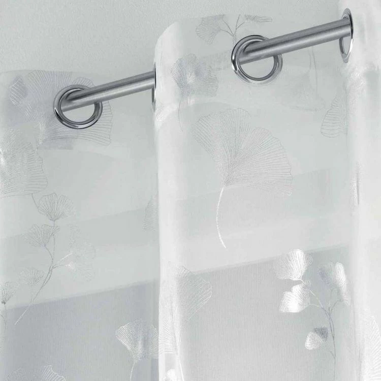 Paris Prix Rideau Voilage à Œillets Bloomy 140x240cm Blanc 4 Paris Prix Rideau Voilage à Œillets Bloomy 140x240cm Blanc – Image 2