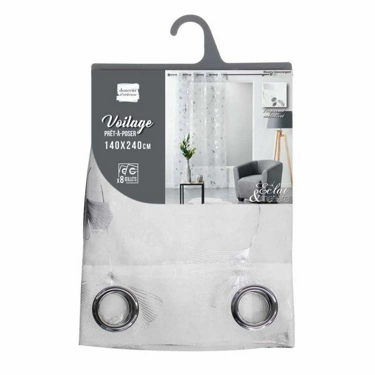 Paris Prix Rideau Voilage à Œillets Bloomy 140x240cm Blanc 5 Paris Prix Rideau Voilage à Œillets Bloomy 140x240cm Blanc – Image 3
