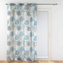 Paris Prix Rideau Voilage Ă Ĺ’illets Ornella 140x240cm Blanc & Bleu