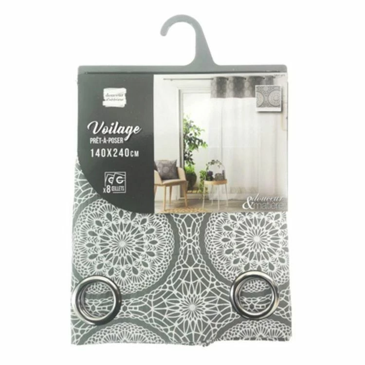 Paris Prix Rideau Voilage à Œillets Sibel 140x240cm Gris 6 Paris Prix Rideau Voilage à Œillets Sibel 140x240cm Gris – Image 4