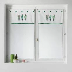 Paris Prix Paire De Voilages Tropic Cactus 60x90cm Blanc