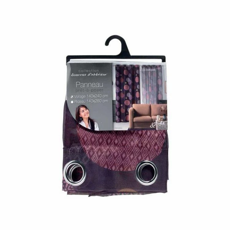 Paris Prix Rideau Voilage à Œillets Prem 140x240cm Prune 4 Paris Prix Rideau Voilage à Œillets Prem 140x240cm Prune – Image 2