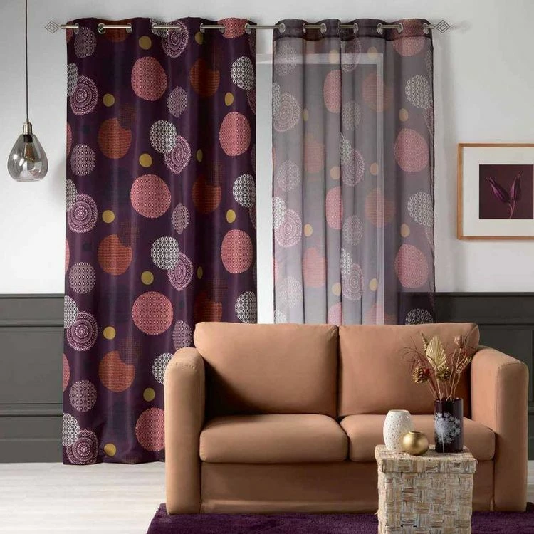 Paris Prix Rideau Voilage à Œillets Prem 140x240cm Prune 5 Paris Prix Rideau Voilage à Œillets Prem 140x240cm Prune – Image 3