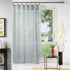 Paris Prix Rideau Voilage à Anneaux Linka 140x280cm Gris -Auchan Boutique B2CD 3692